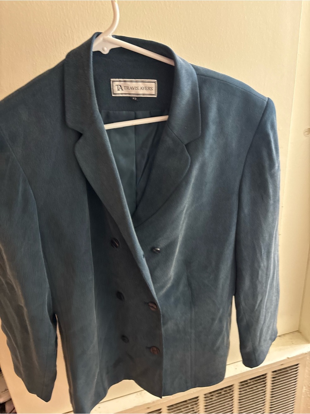 Travis Ayers Teal Double-Breasted Blazer